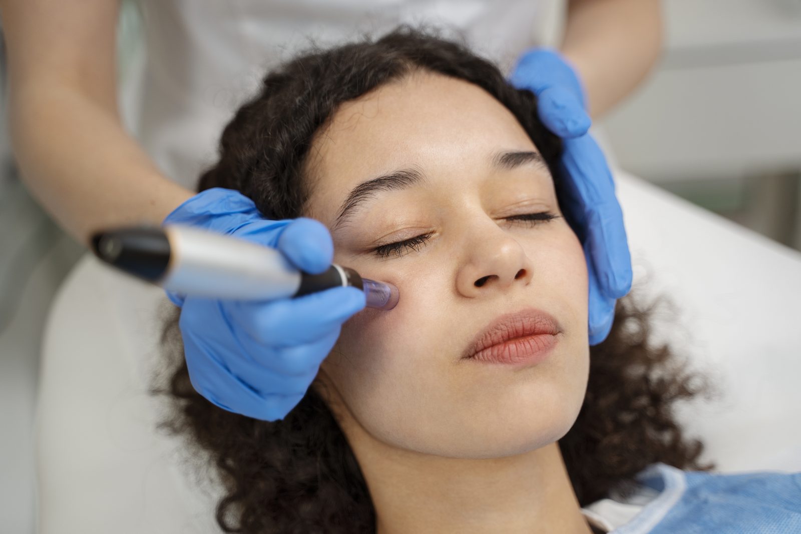 Sesión de microneedling con dermapen en el rostro